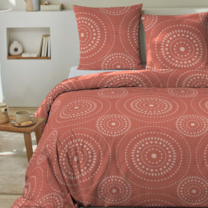 Parure housse de couette coton orange