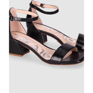 Sandalias de Piel Sintética - Negro - Tacón: 5 cm