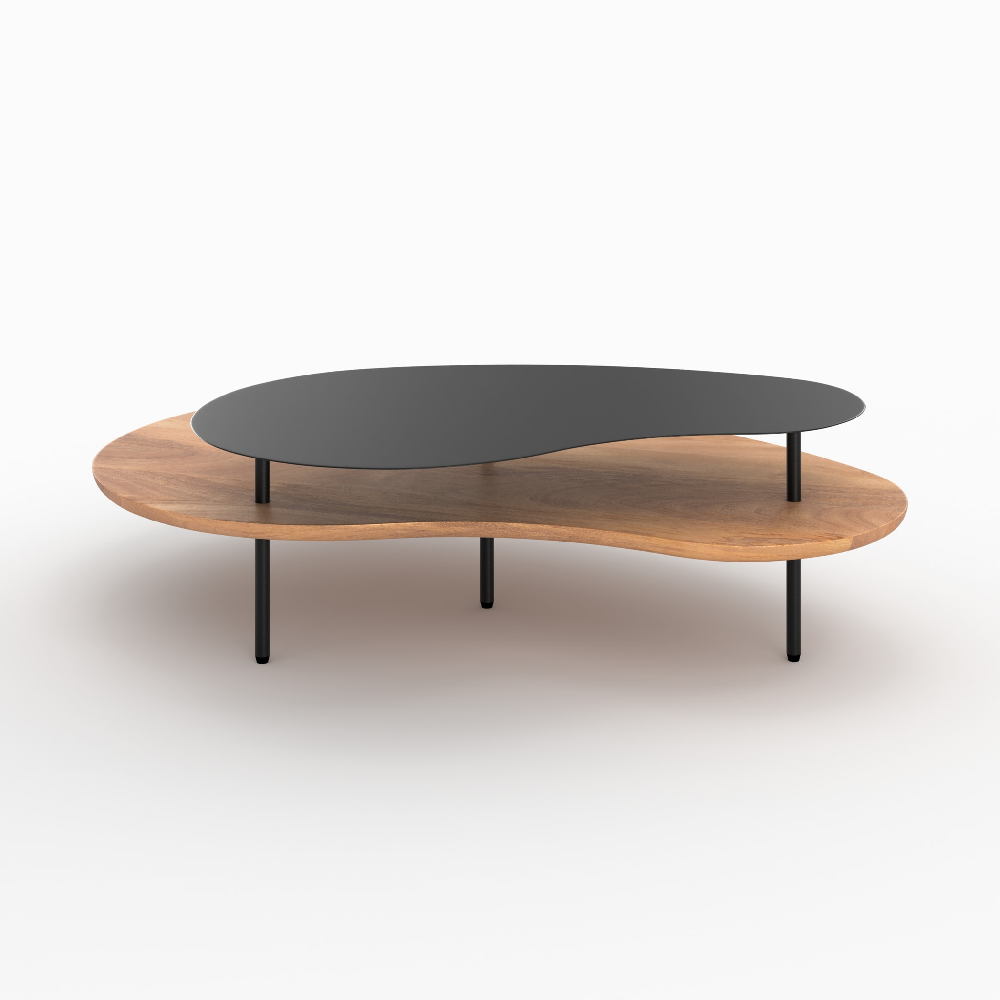 Tables gigognes en bois et metal noir (lot de 2) - Moji