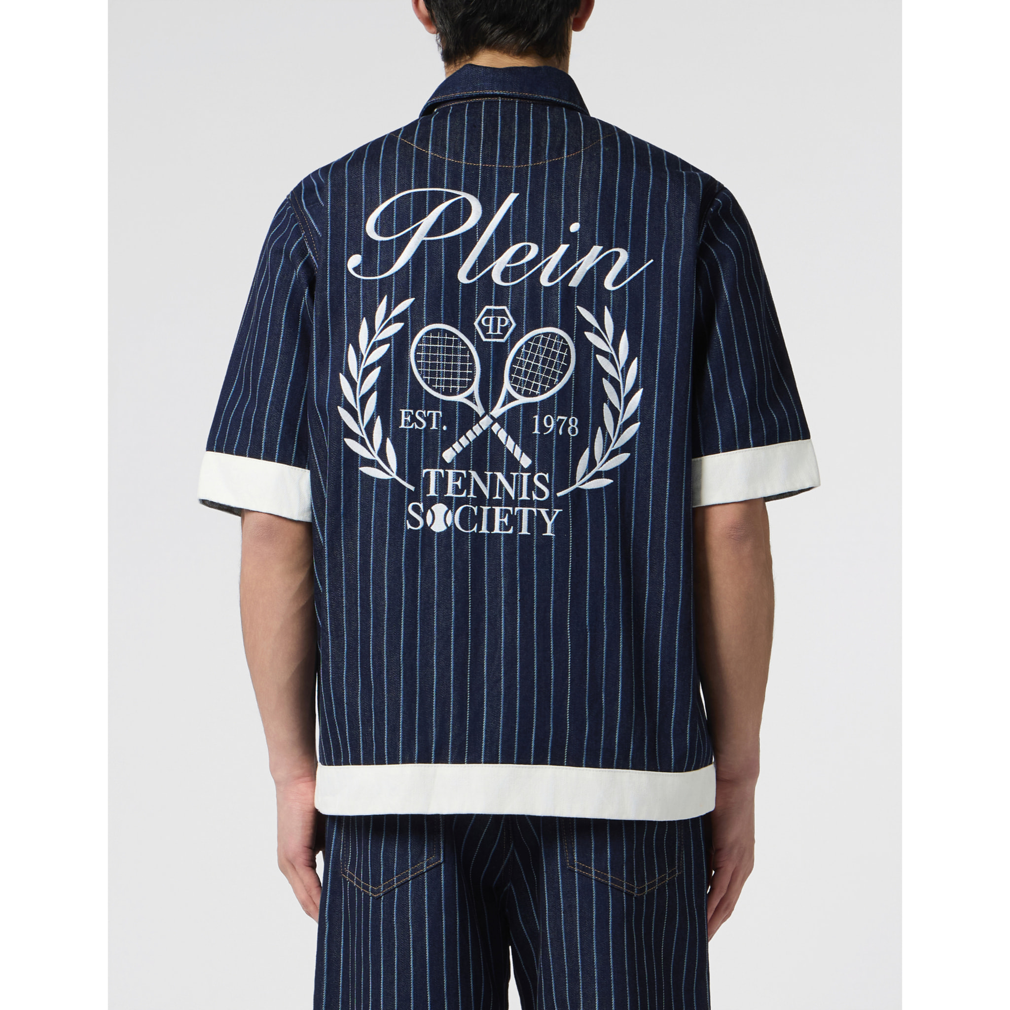 PHILIPP PLEIN Shortsleeve Denim Overshirt Tennis