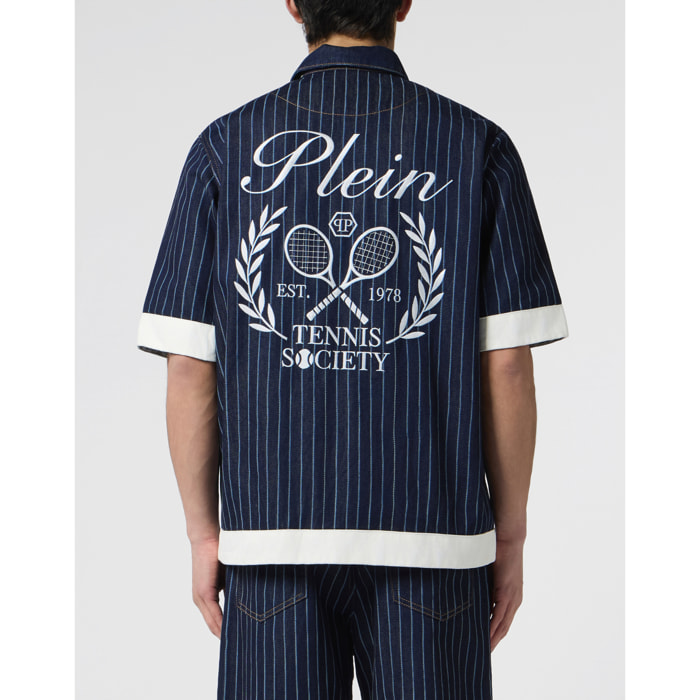 PHILIPP PLEIN Shortsleeve Denim Overshirt Tennis