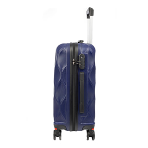 DAM Valigia da cabina Trolley in materiale leggero ABS ad alta resistenza. Serratura numerica e 4 ruote doppie estraibili e girevoli a 360°. 37x24x56 Cm. Colore: Blu Scuro