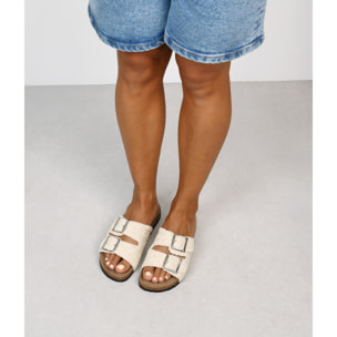 Sandalias planas macramé beige