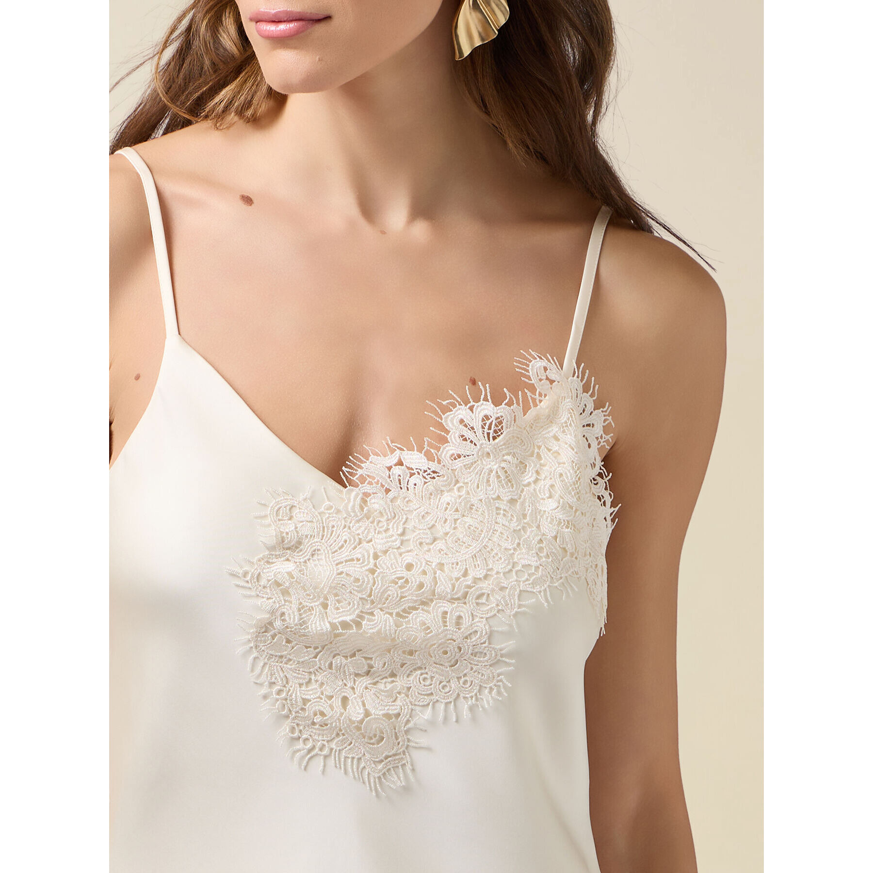 Oltre - Top in raso con pizzo - Bianco