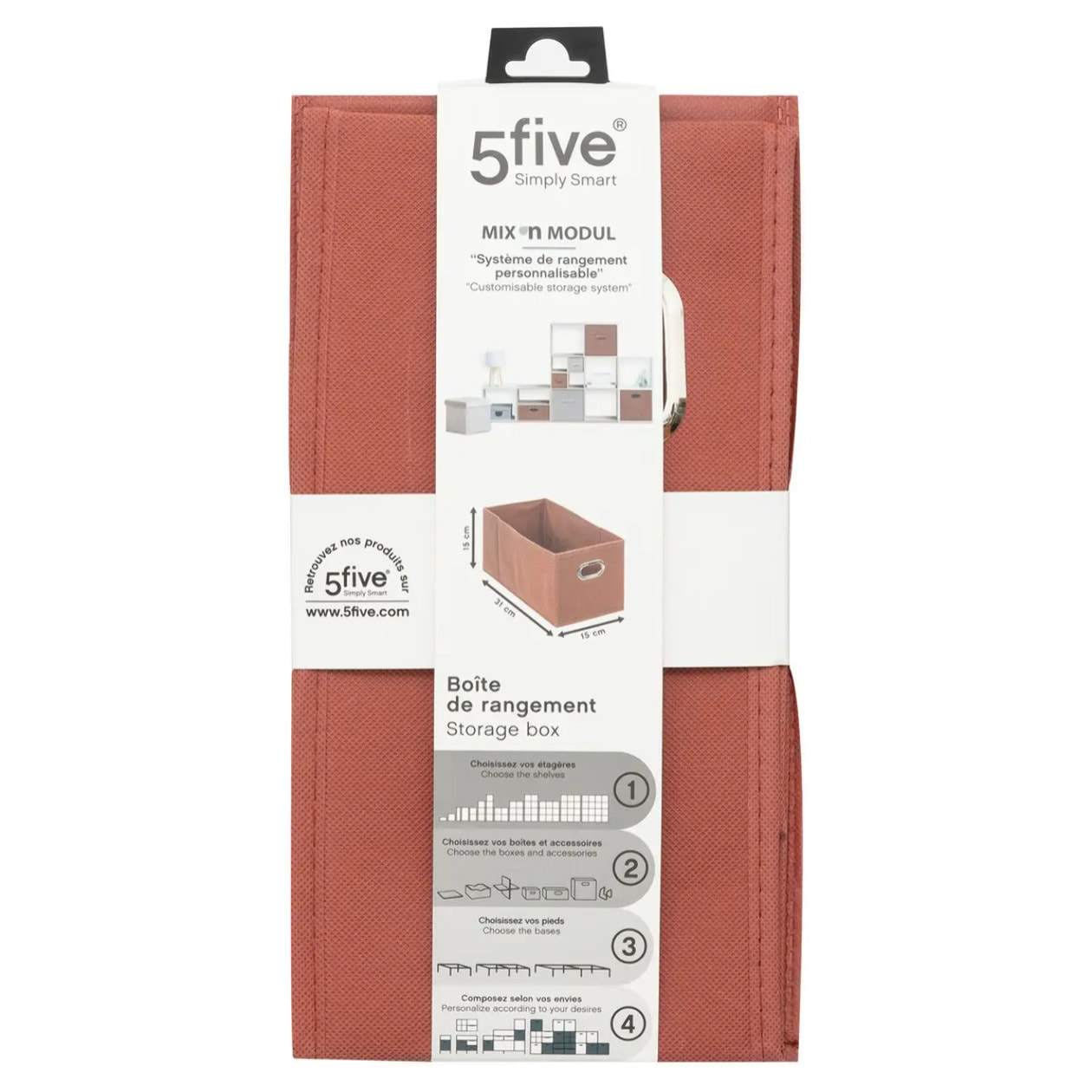 Panier tissu 15x31cm "Mix N' Modul" terre de sienne