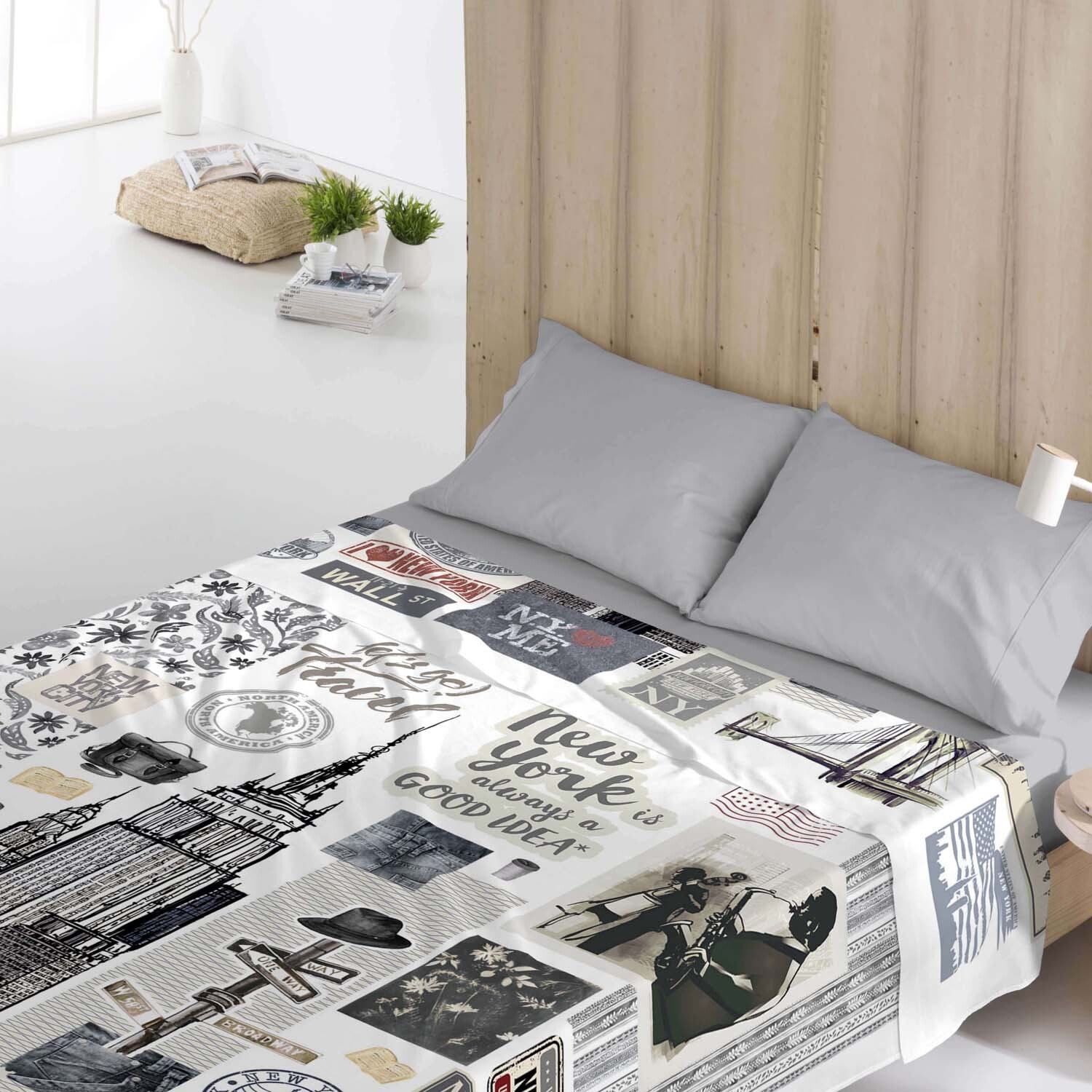 Naturals - Juego de Sábanas Estampadas - Incluye 1 o 2 Fundas de Almohada + 1 Sábana Bajera - 100% Algodón - Ny Travel