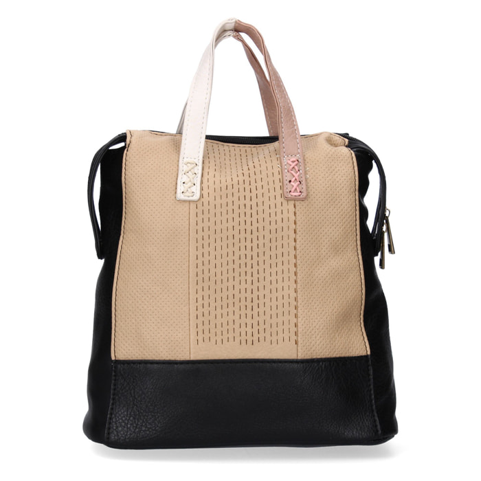 Mochila para mujer con correas ajustable, compartimento principal con cremallera.