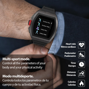 Smartwatch M11 con tensión, monitor cardíaco, 10 modos multideportivos.