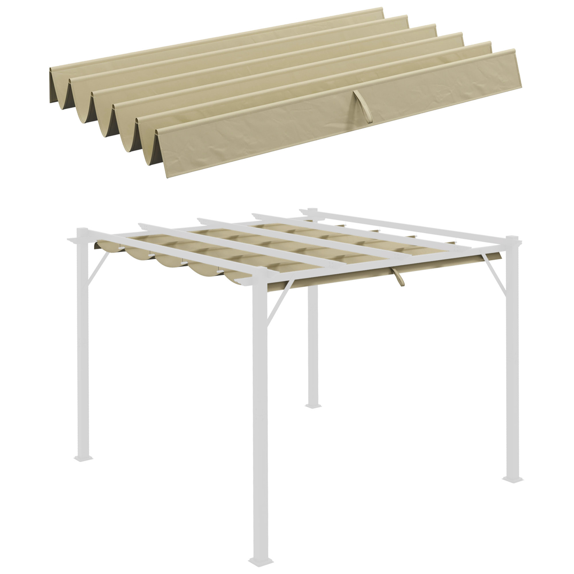 Toile de rechange pour pergola rétractable 3 x 3 m polyester haute densité 180 g/m² imperméabilisé beige