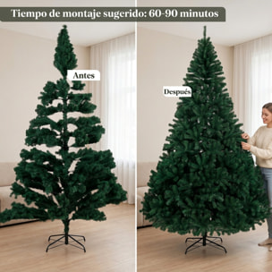 Árbol de Navidad Artificial de 270 cm, Árbol de Navidad de Abeto con Ramas Articuladas, 2418 Puntas de PVC Ignífugo, Montaje Rápido, Soporte de Acero Plegable, Verde