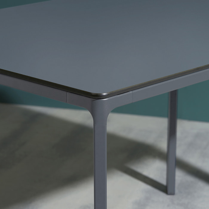 MEET - Table de jardin 6 pl en aluminium laqué et peinture Epoxy anthracite