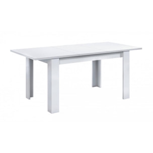 Tavolo allungabile Midland, Tavolo per sala da pranzo allungabile, Tavolo da pranzo estensibile con allunga, cm 140/190x90h78, Bianco