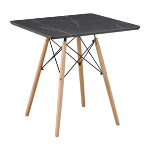 Tavolo da pranzo quadrato top effetto marmo grigio scuro 70x70x74 cm - Ester