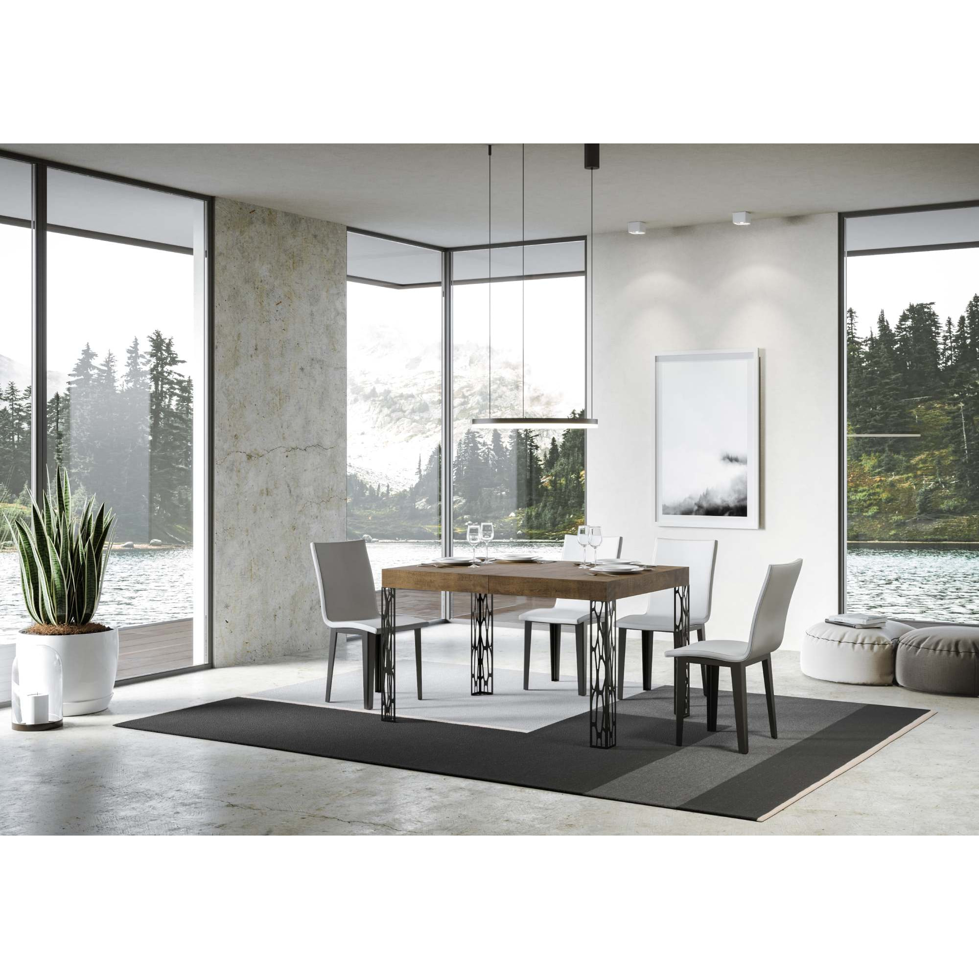 Tavolo allungabile 80x140/224 cm Ghibli noce telaio Antracite