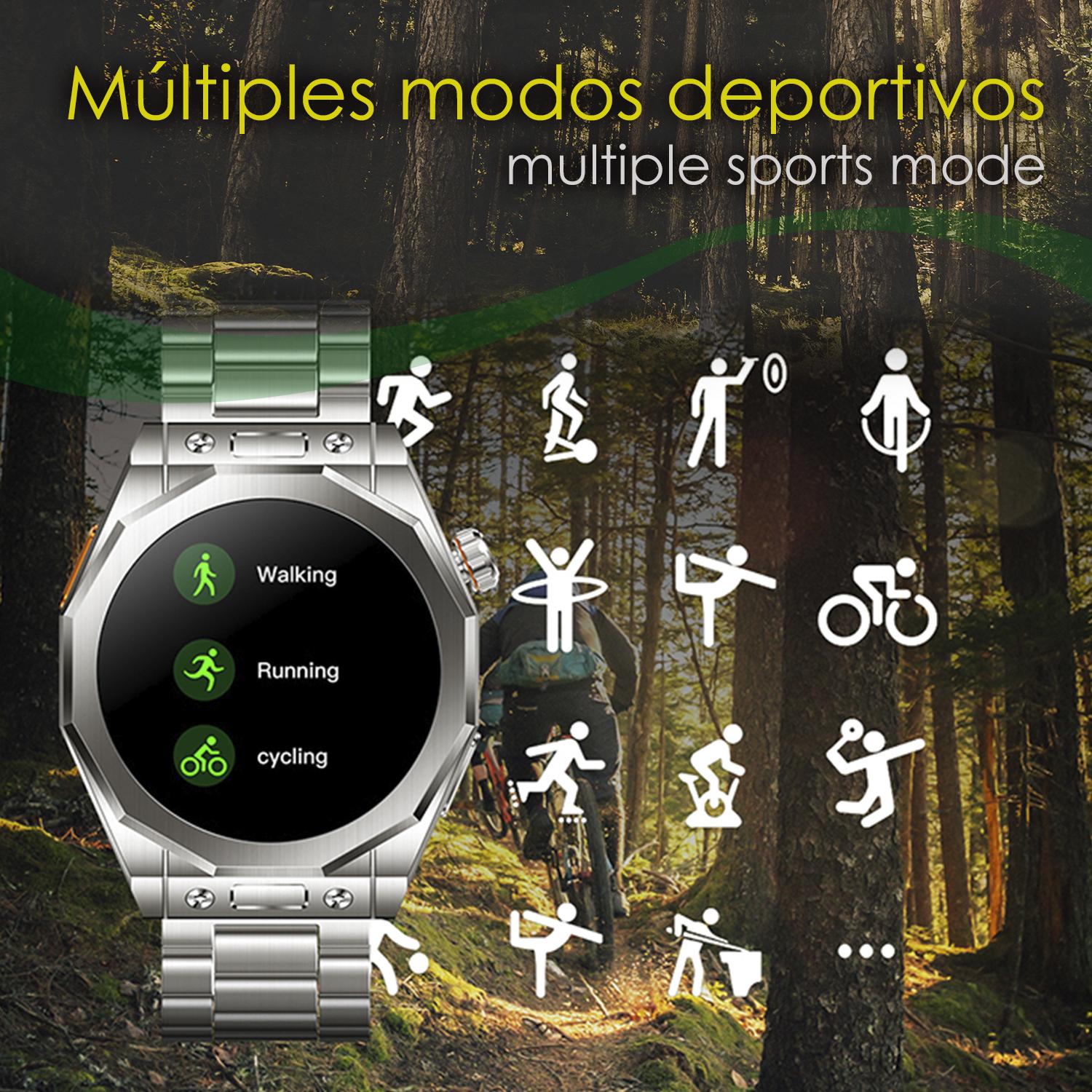 DAM Smartwatch Z83 Max triple pulsera. Pantalla AMOLED, split screen, llamadas BT. Temperatura, tensión, etc. Modos deportivos. 4,4x1,27x5,5 Cm. Color: Naranja