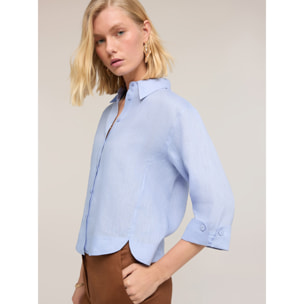 Motivi - Camicia boxy in lino - Azzurro