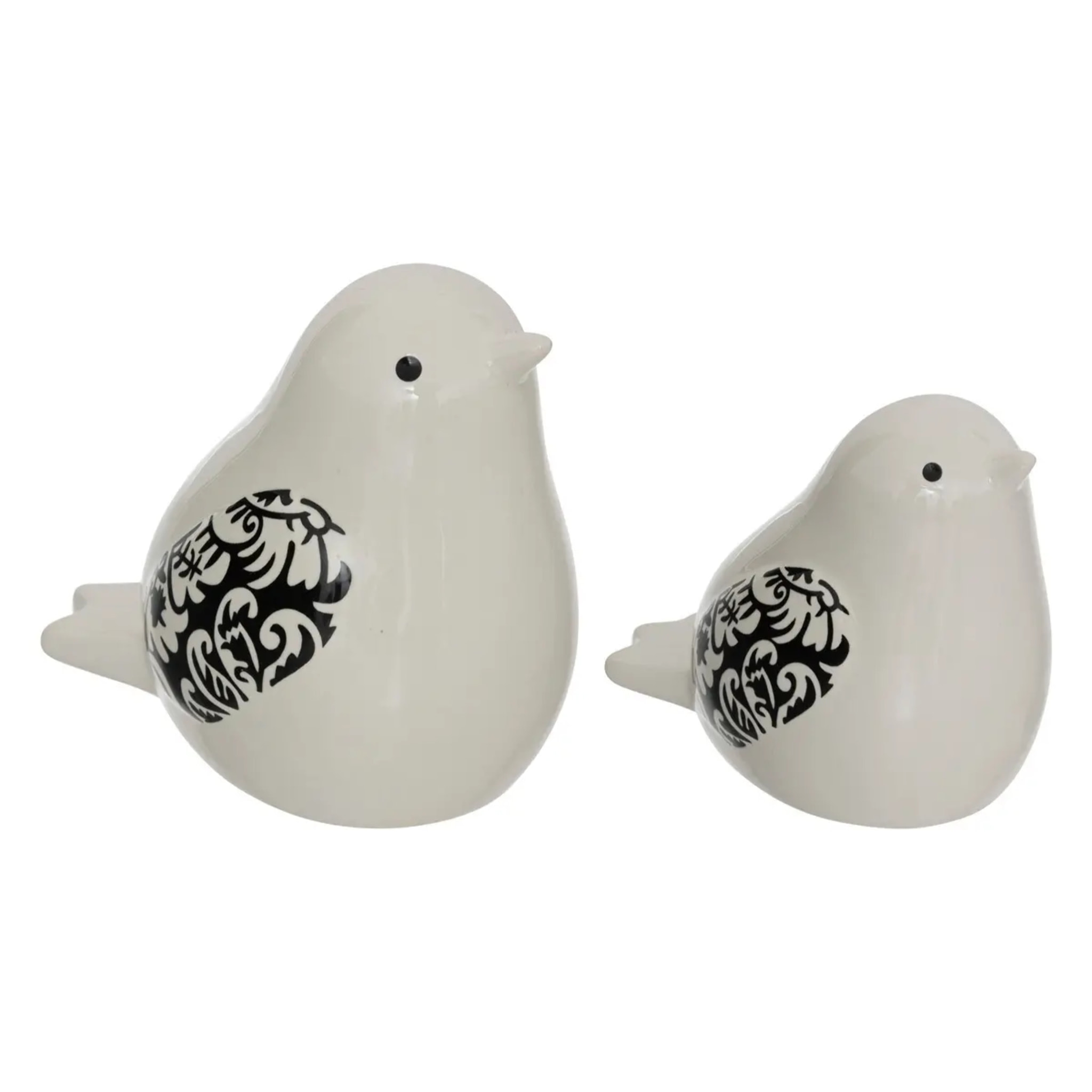 Lot de 2 oiseaux en céramique H11,5cm blanc