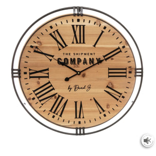 Horloge "Colonial" métal & bois D58 cm