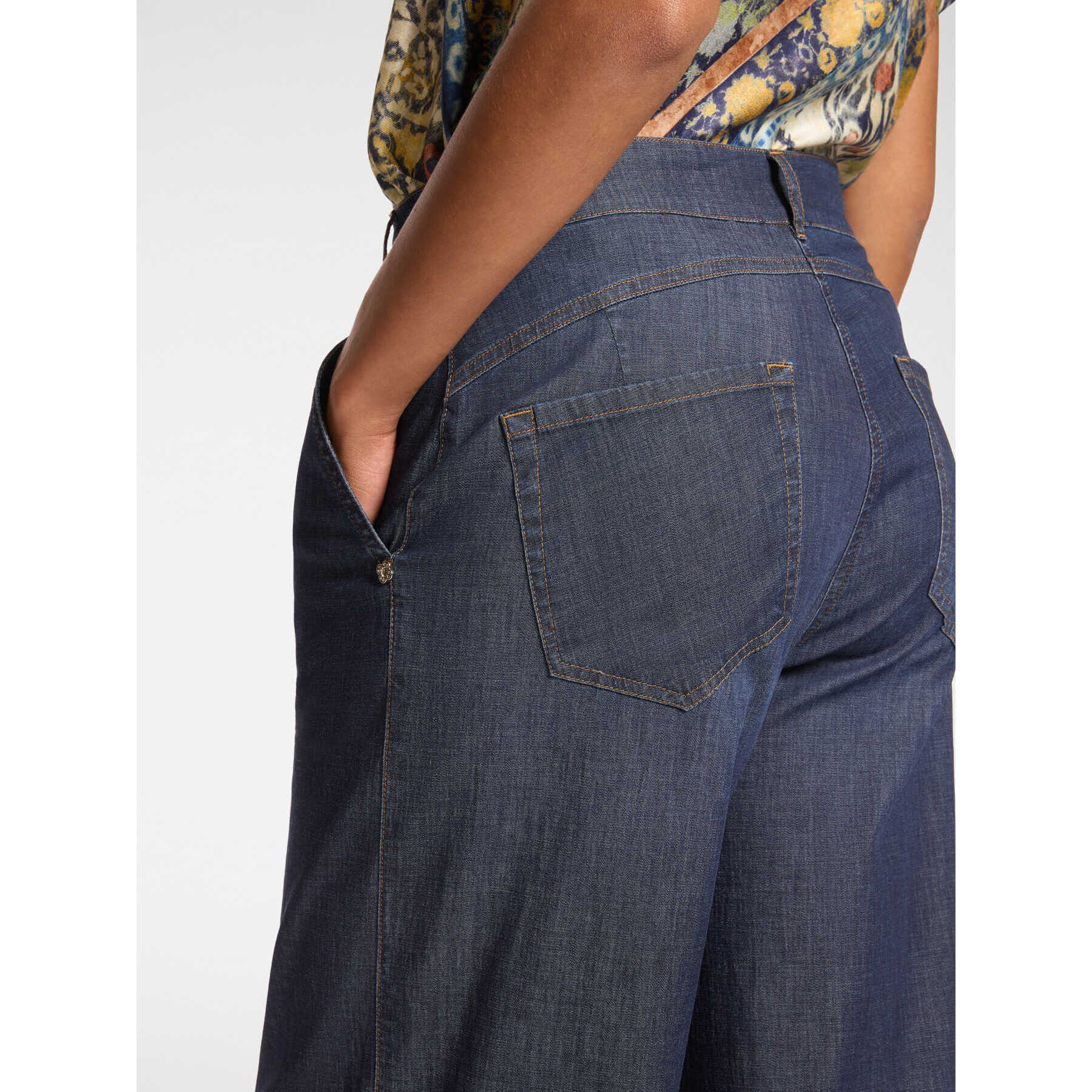 Elena Mirò - Jeans cropped in Chambray - Blu