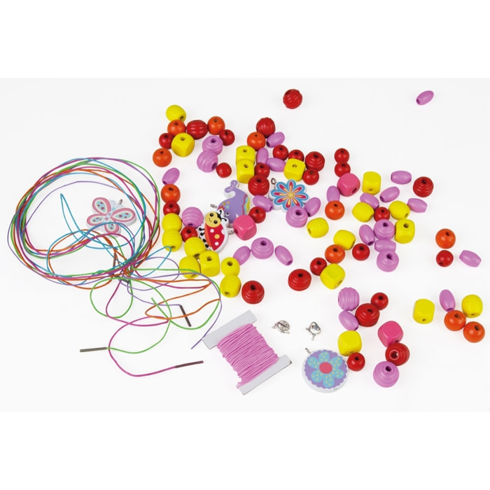 Grande Borsa di Perle in Legno, Rosa