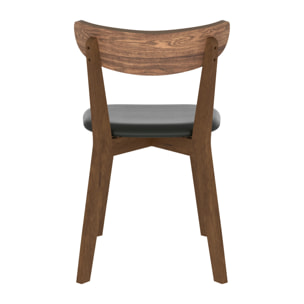 Lot de 2 chaises en cuir synthétique noir et bois de frêne - Tabata