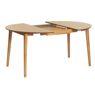 Table extensible rallonges intégrées ronde en bois clair chêne L115-154 cm EGO