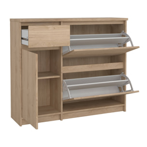 Scarpiera Todd, Mobile portascarpe, Armadio da ingresso multiuso, Mobiletto per calzature, 109x32 h93 cm, Rovere