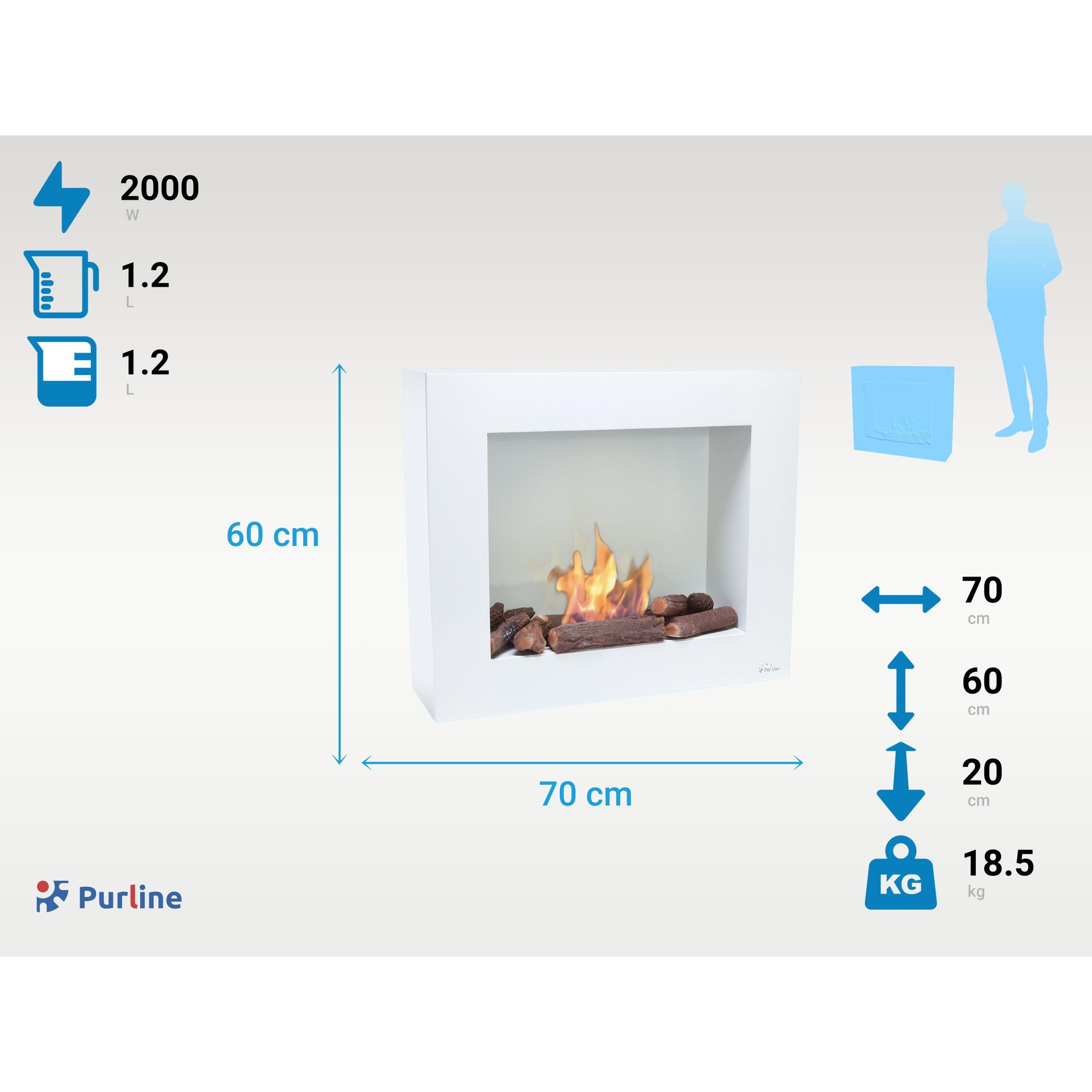 Chimenea de etanol en blanco con kit de leños BESTBIO PURLINE