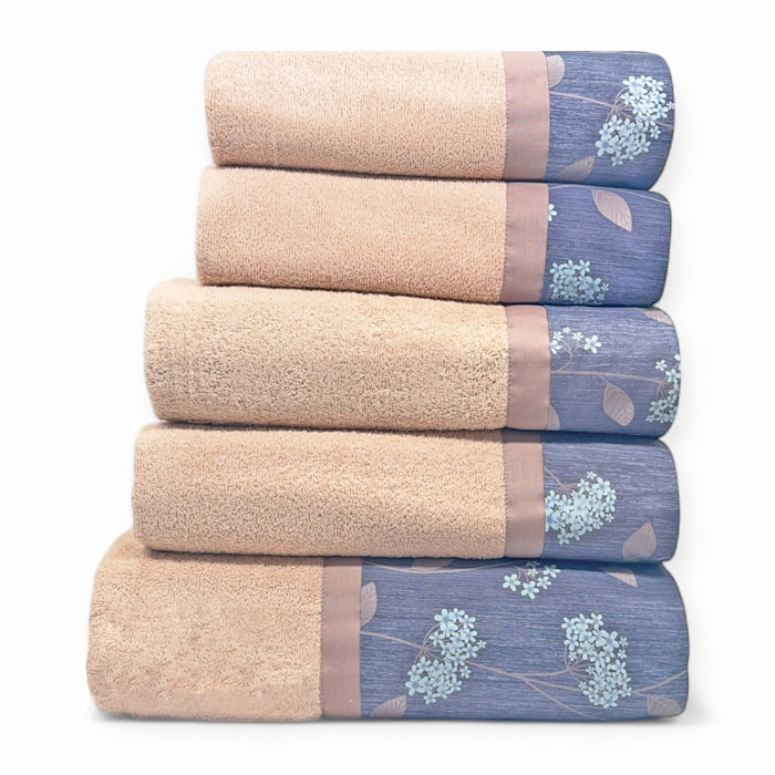 Set Spugna VERBENA 5 Pezzi: 2 Viso+2 Ospite + 1 Telo Bagno