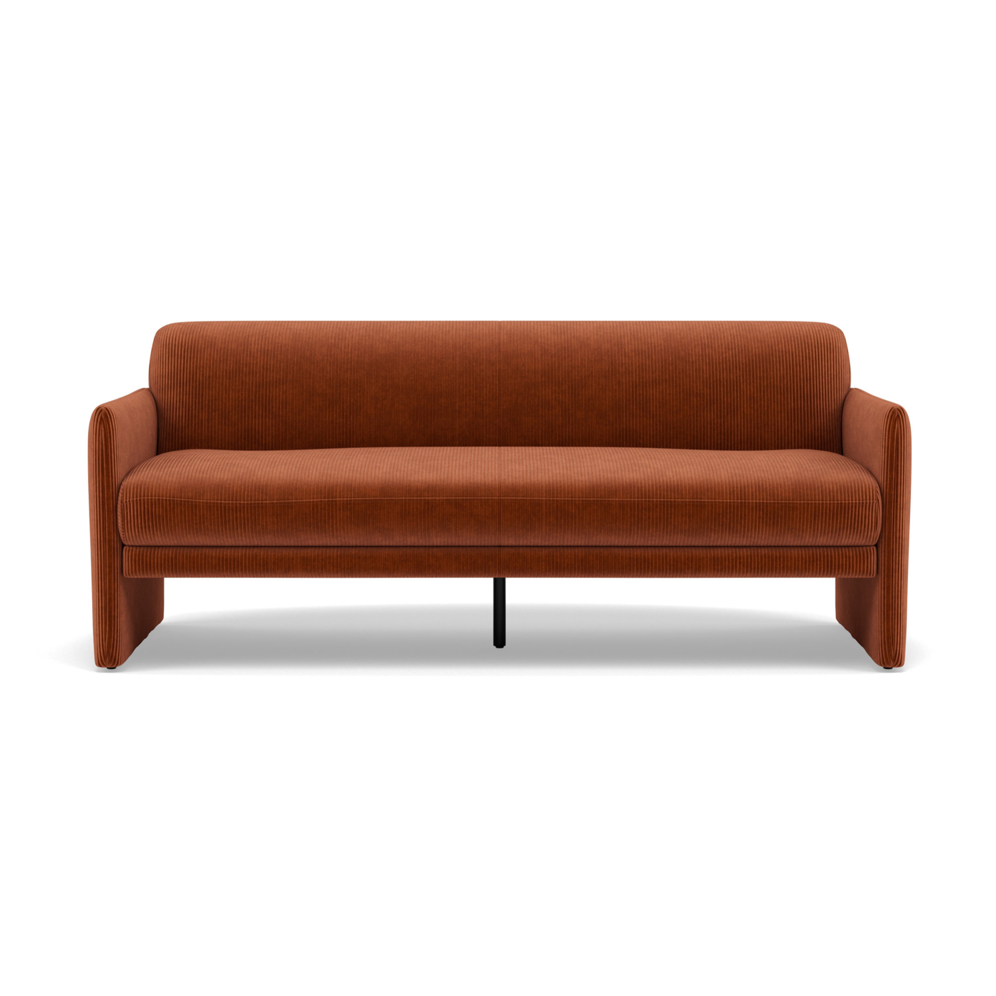 Mathis - Canapé convertible clic-clac 3 places en velours côtelé - Terracotta