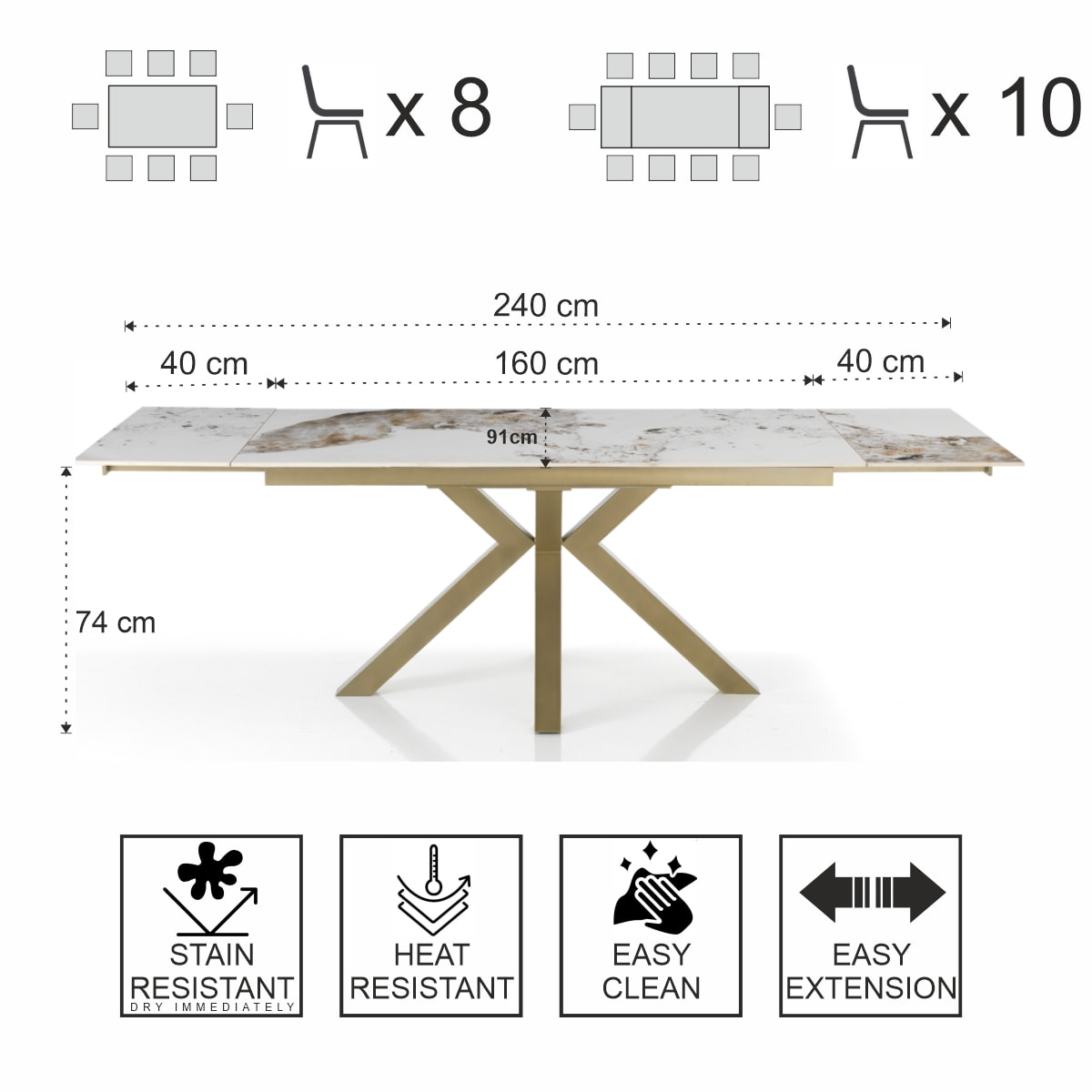 Tomasucci Table extensible TYCHI ONICE GOLD