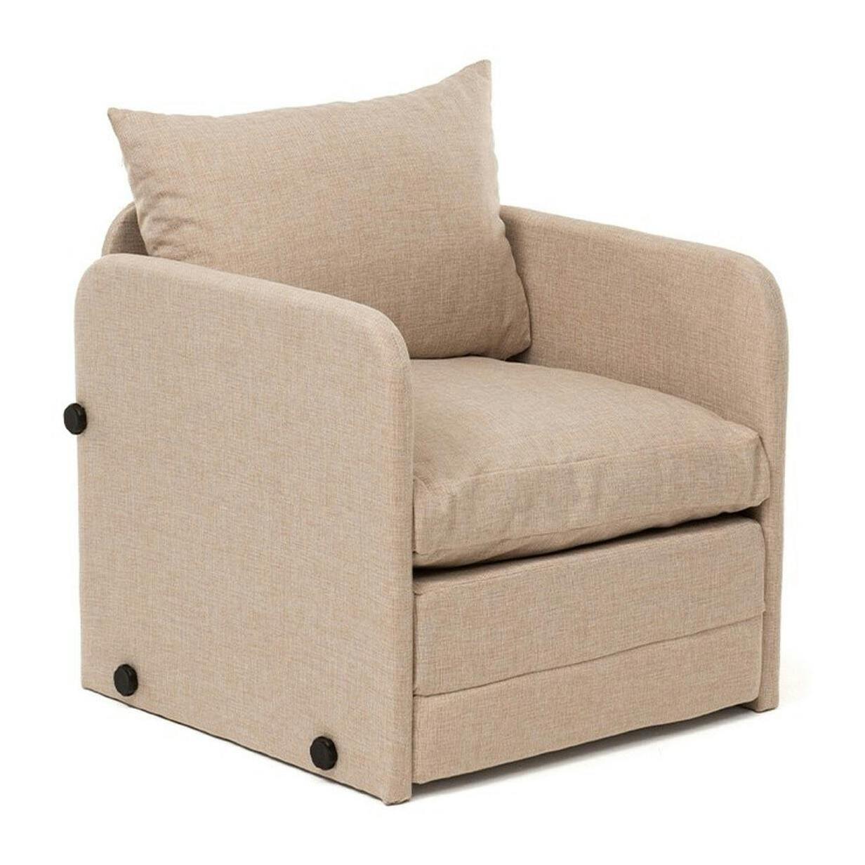 Fauteuil convertible beige lin 1 place couchage 200 cm ORURO
