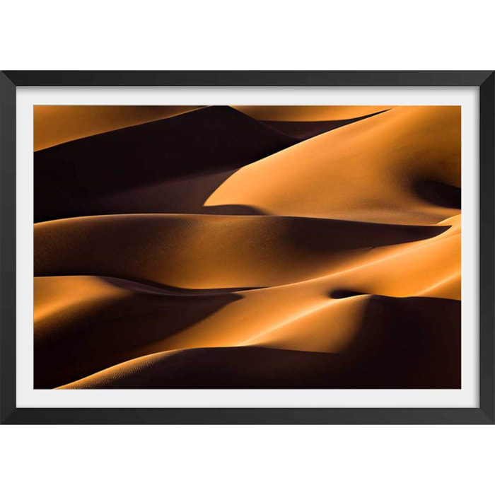 Affiche paysage dune et lumière Affiche + cadre en bois - Noir