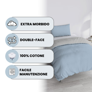 PARURE COPRIPIUMINO NATURAL COLOR SINGOLO - 100% COTONE MADE IN ITALY