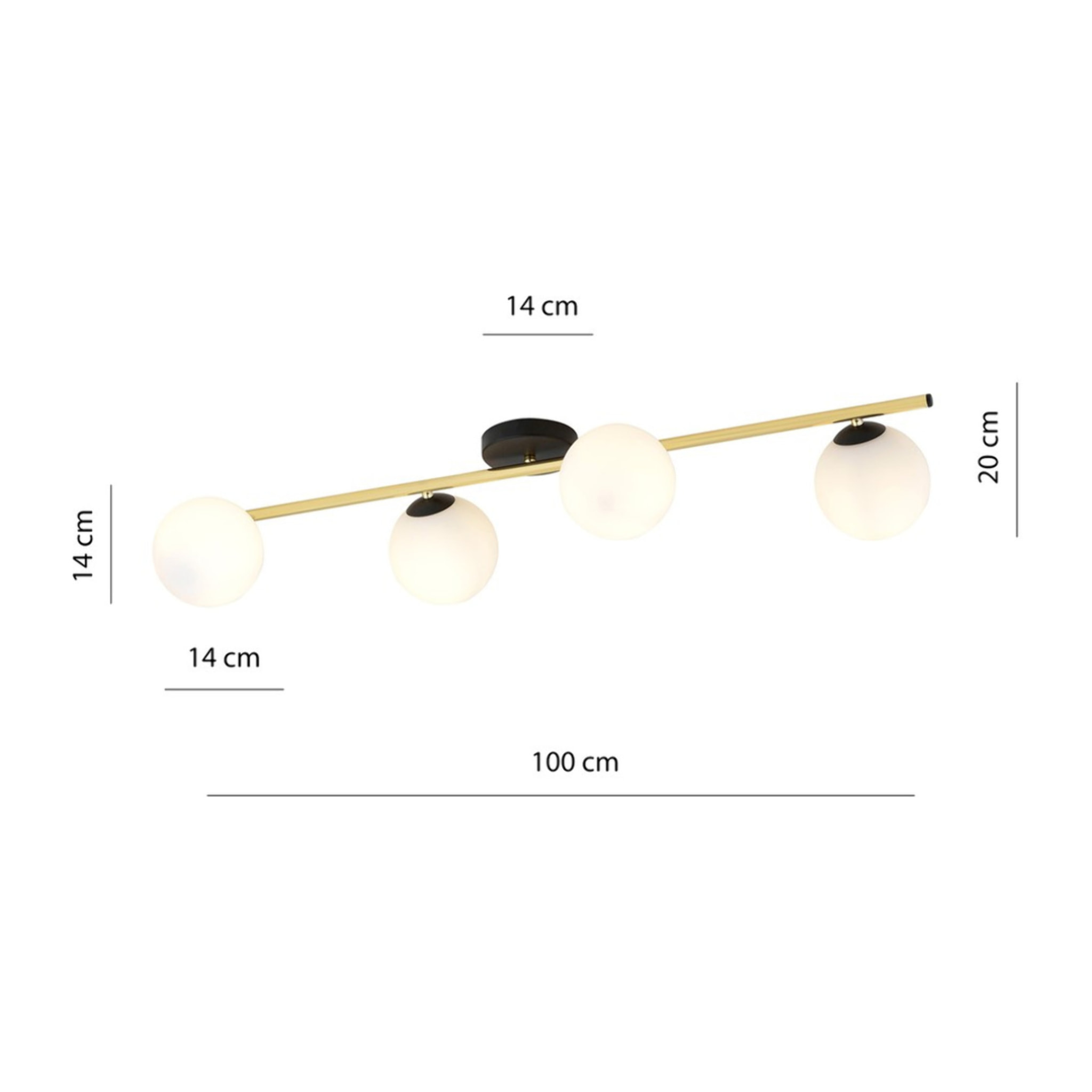 Lampada a sospensione SPLENDI in acciaio nero e oro con diffusori in vetro