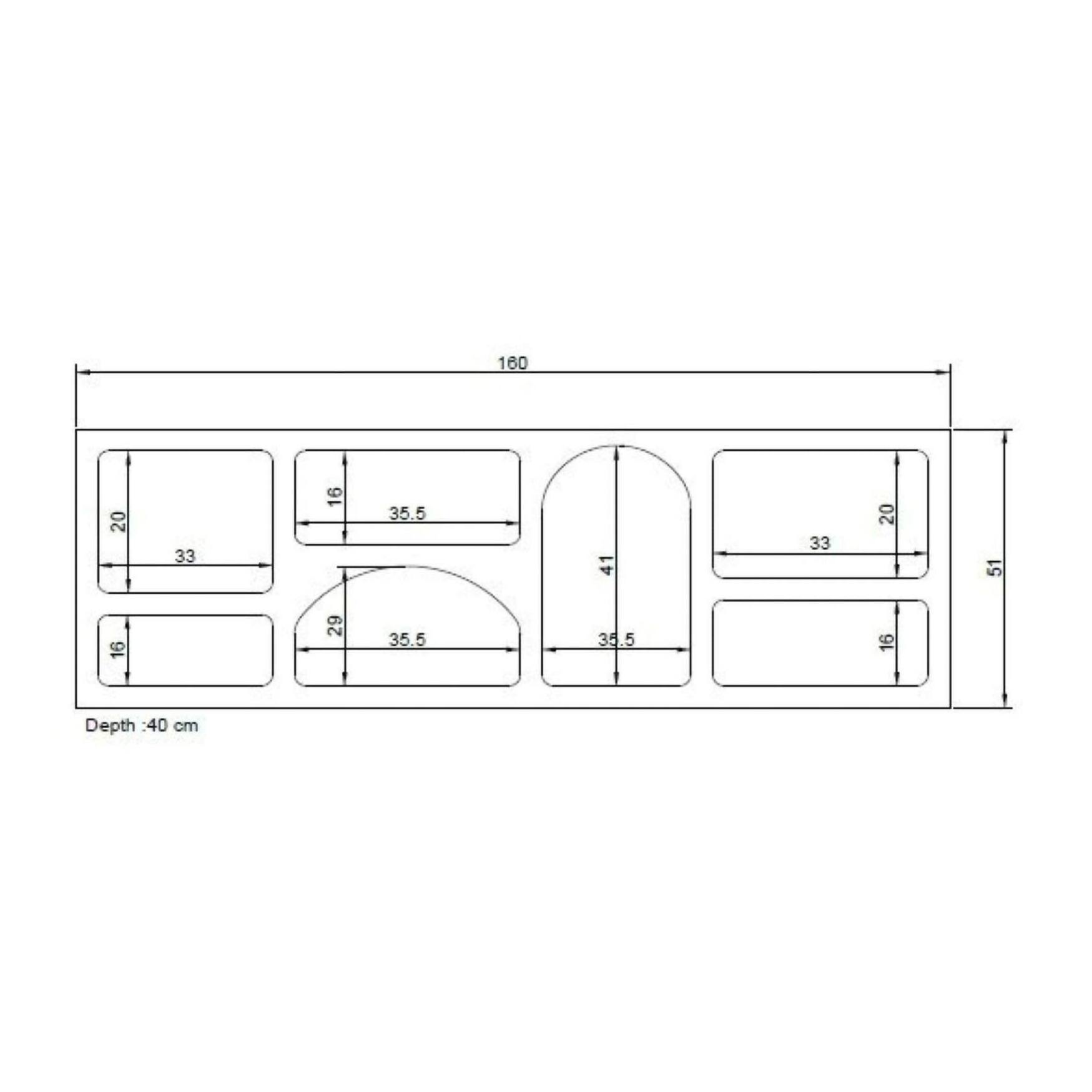 Credenza Dgargiul, Buffet da soggiorno, Madia da salotto, Dispensa da cucina, 160x38h51 cm, Bianco