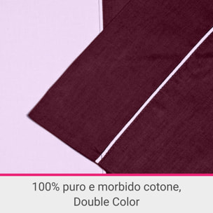Parure Copripiumino Double-Color IPERSAN Puro Cotone Prugna/Viola
