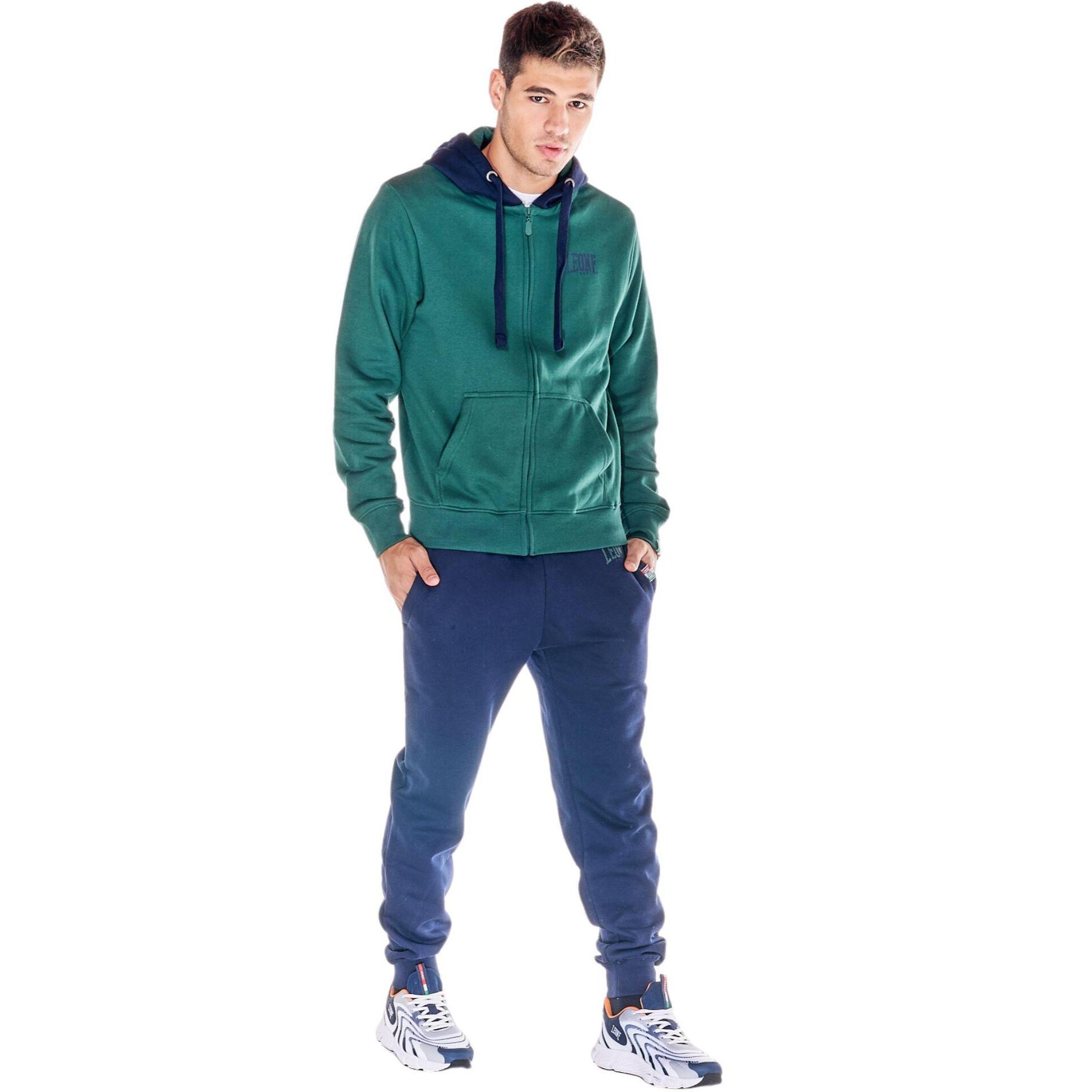 Chándal de invierno cepillado para hombre Leone Basic Vintage con capucha y cremallera