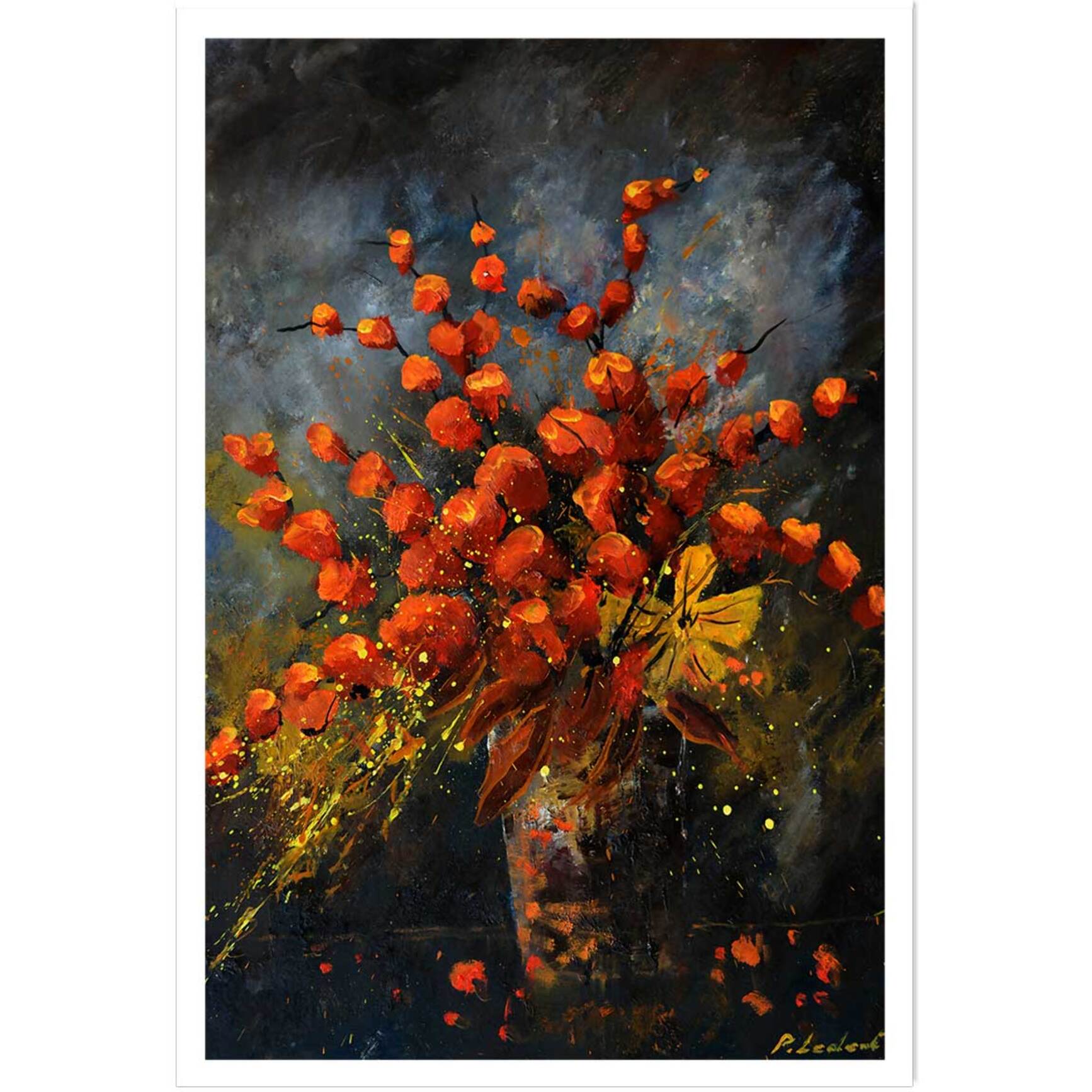 Affiche vase fleurs orange Affiche seule