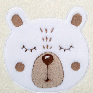 Drap de douche enfant pur coton 500 g/m² brodé beige marron Petit ours angora