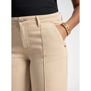 Elena Mirò - Pantalones palazzo cropped de talle alto - Beige