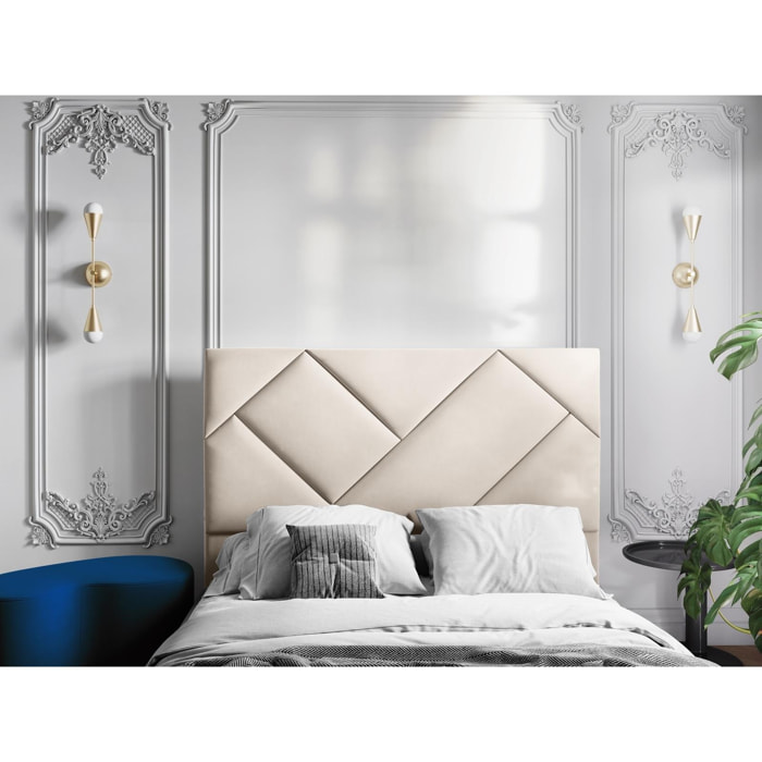 Tête de lit ''Alpilles'' 180x120cm en velours beige clair