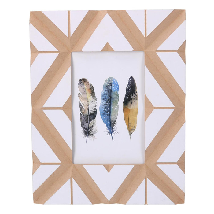 Portafoto da tavolo in legno bianco rettangolare cm19x1,5h24