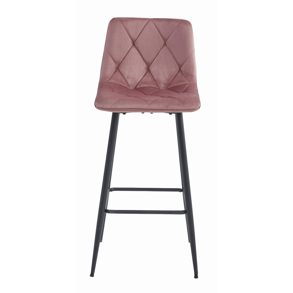 Sgabello da bar Nado in velluto rosa antico con gambe nere