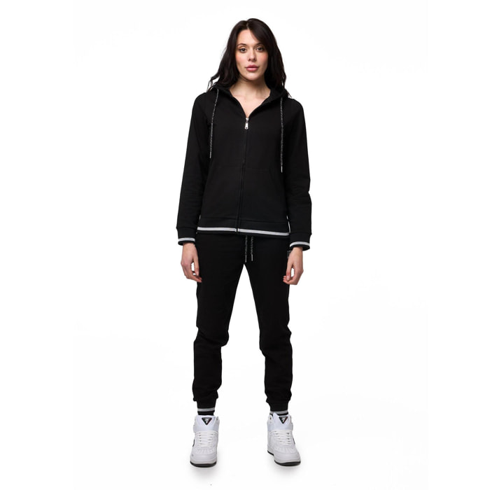 Tuta da donna con felpa con cappuccio e zip e joggers non felpata Leone Bright