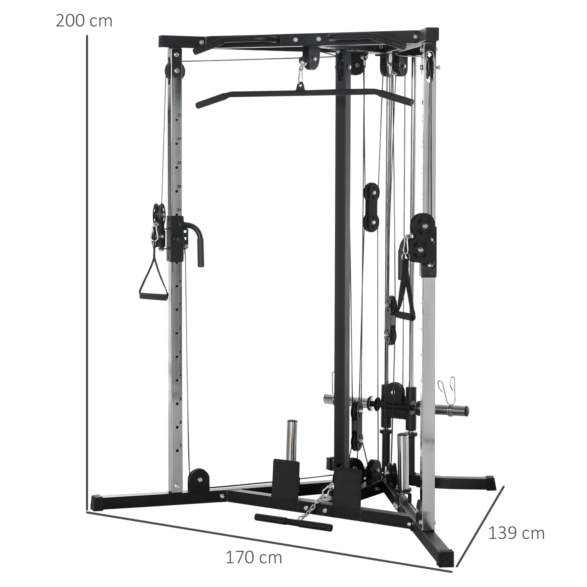 Máquina de Multiestación Musculación Entrenamiento para Hombro Brazos Placas de Peso de 100 kg Carga Max. 120 kg para Fitness Gimnasio en Casa 170x139x200 cm Negro