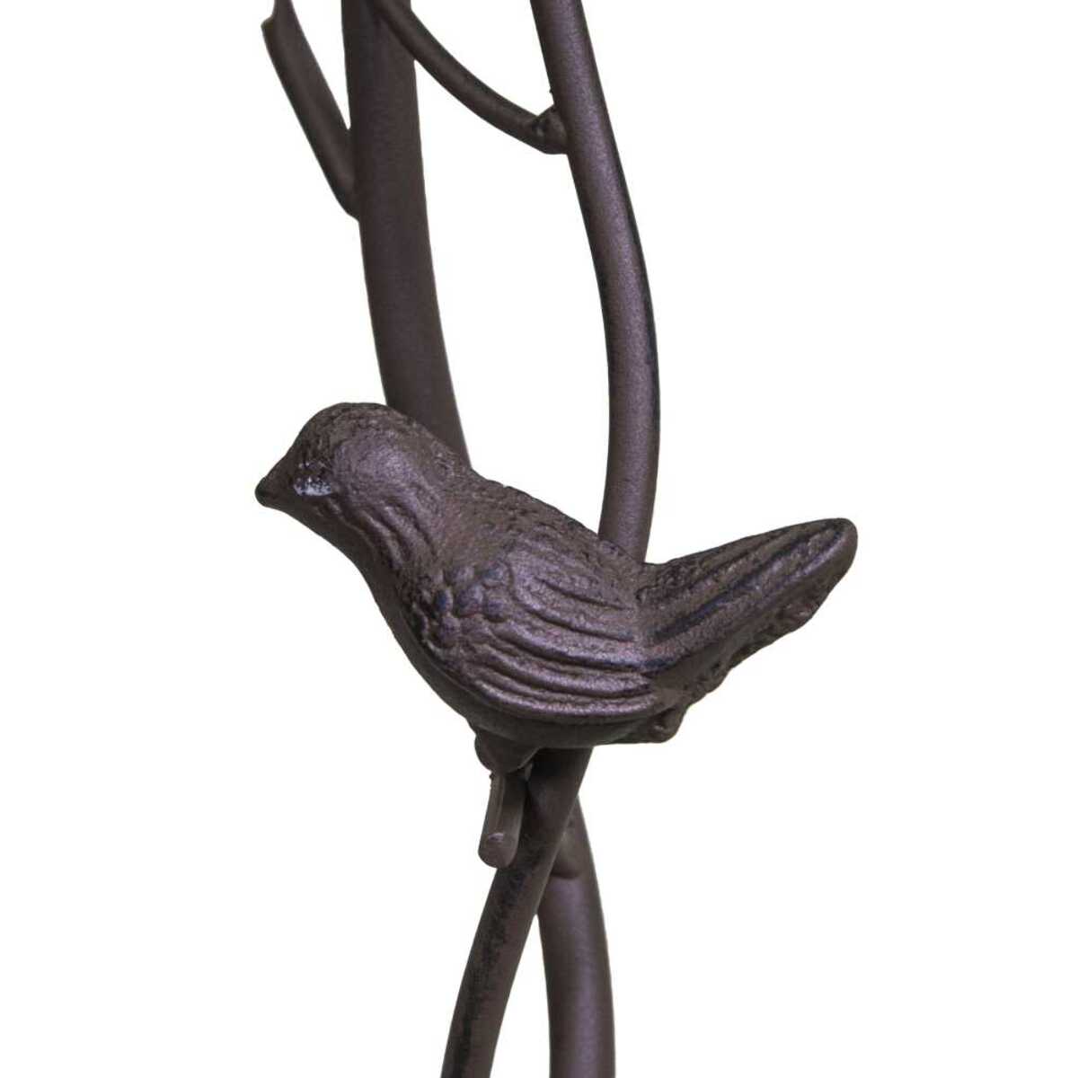 Posacenere in metallo marrone, ramo con uccellino cm37x35h95