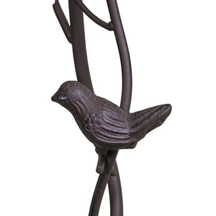 Posacenere in metallo marrone, ramo con uccellino cm37x35h95