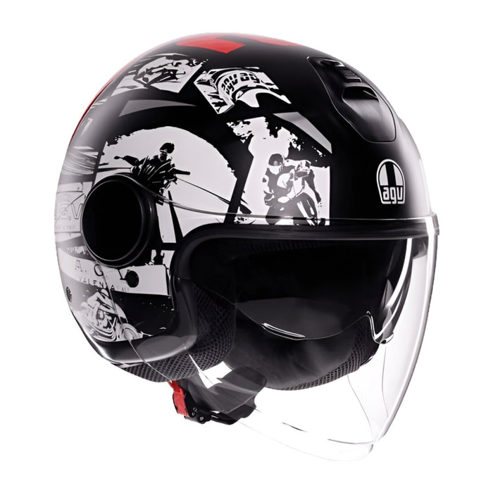 CASCO AGV ETERES E2206 HISTORY MATT BLACK/WHITE/RED