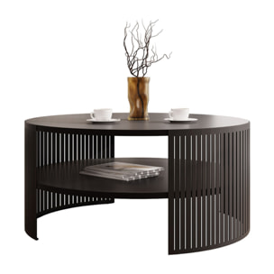 Cruz - table basse ronde - noir - 1 niche - 75 cm - Noir